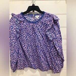 J.Crew Factory Blouse navy blue flowers
